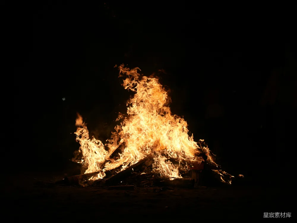 高清摄影 篝火 夜晚 火焰 户外活动 温暖 夜晚的篝火