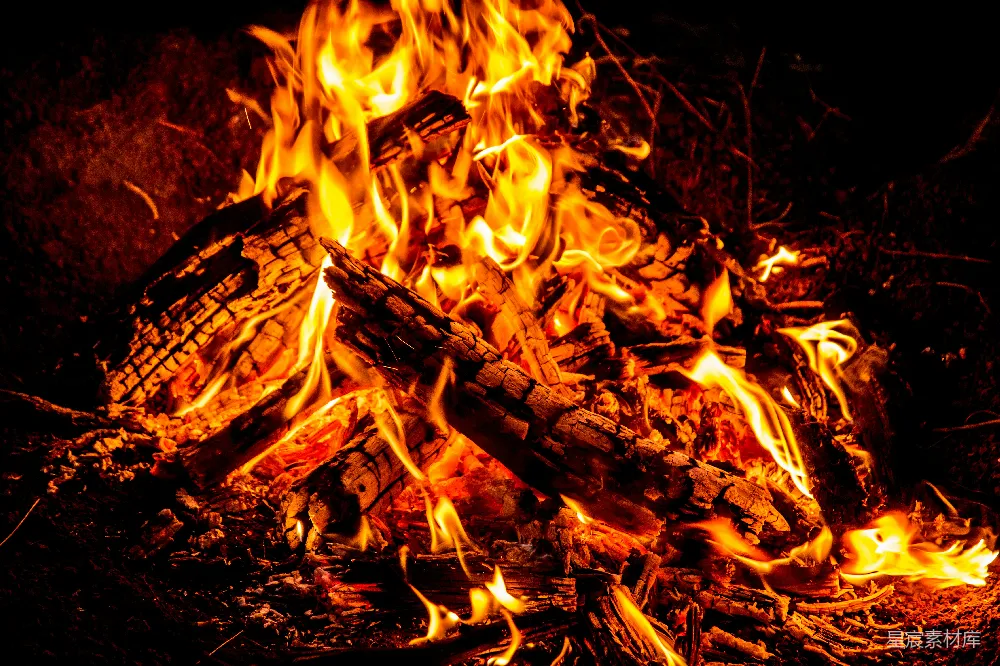 高清摄影 篝火 夜晚 户外 温暖 自然 篝火