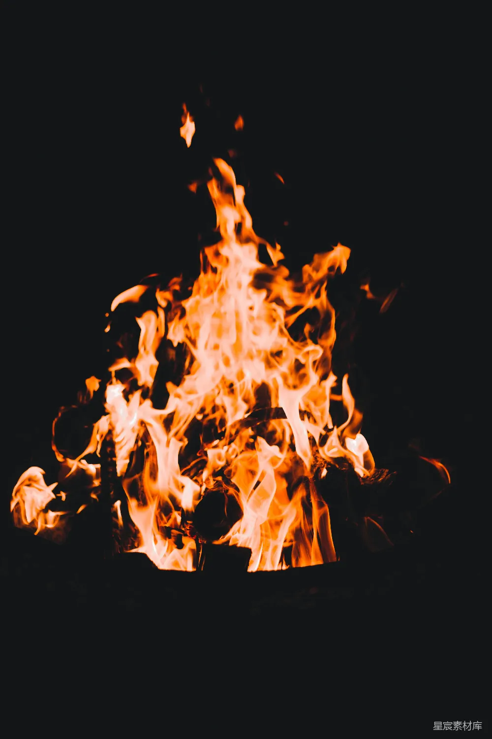 高清摄影 篝火 火焰 夜晚 温暖 户外 篝火与黑暗