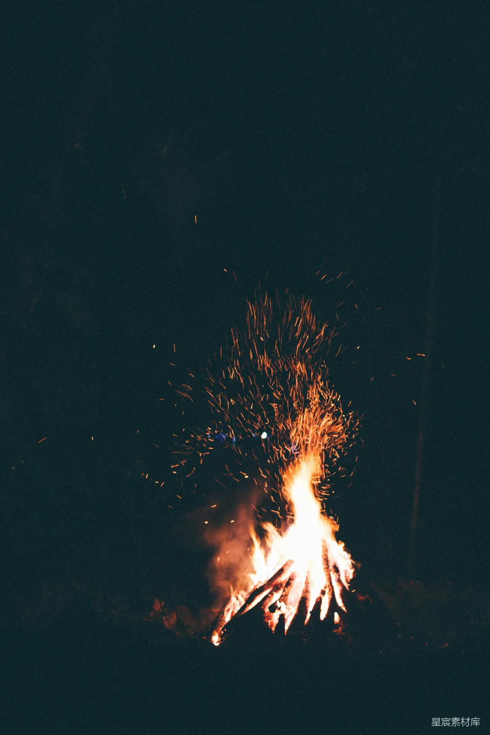 高清摄影 篝火 夜景 温暖 户外活动 自然 夜幕下的篝火