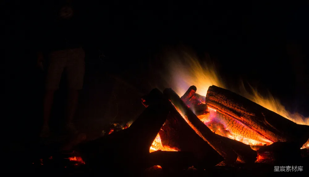 高清摄影 篝火 夜晚 户外 温暖 宁静 篝火旁的夜晚