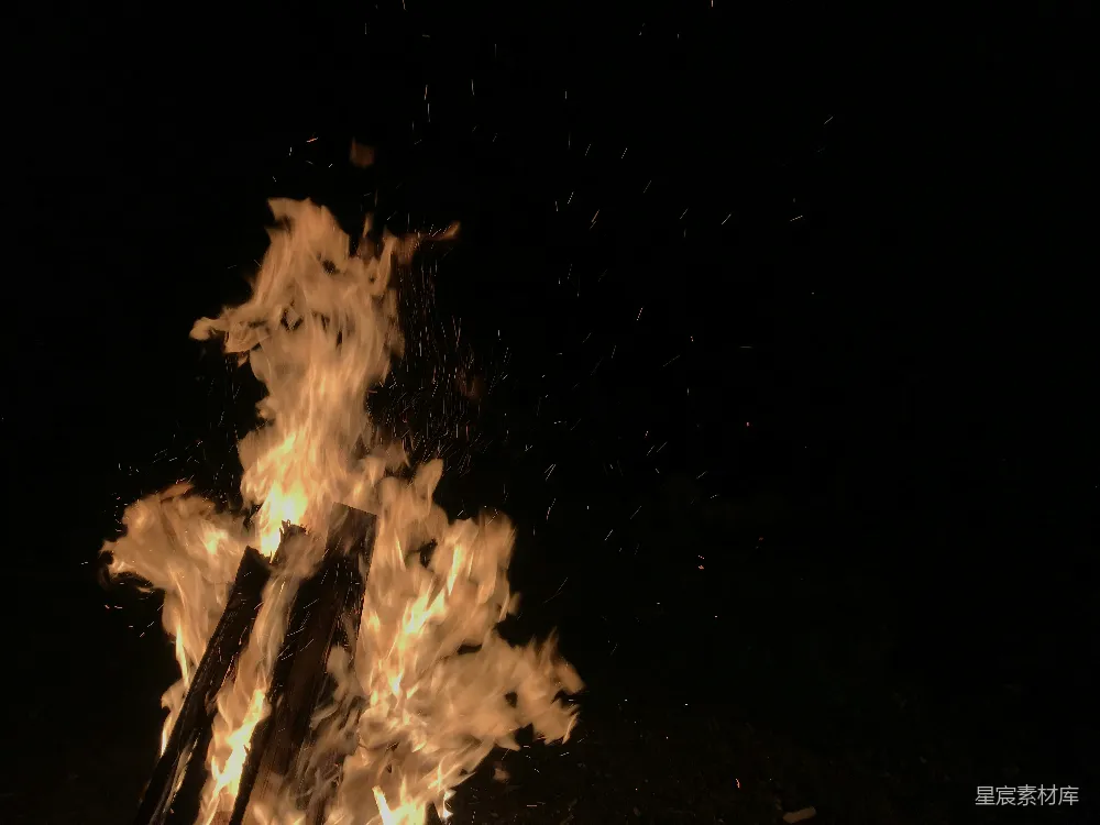 高清摄影 篝火 夜景 自然 户外 温暖 夜幕下的篝火