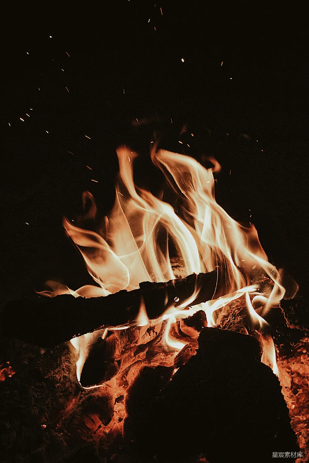 高清摄影 篝火 夜晚 温暖 户外 自然 篝火晚会