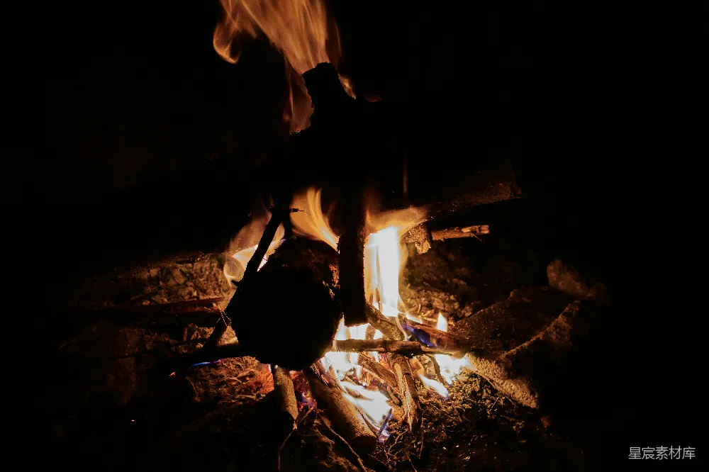高清摄影 篝火 夜晚 温暖 户外 自然 夜晚的篝火
