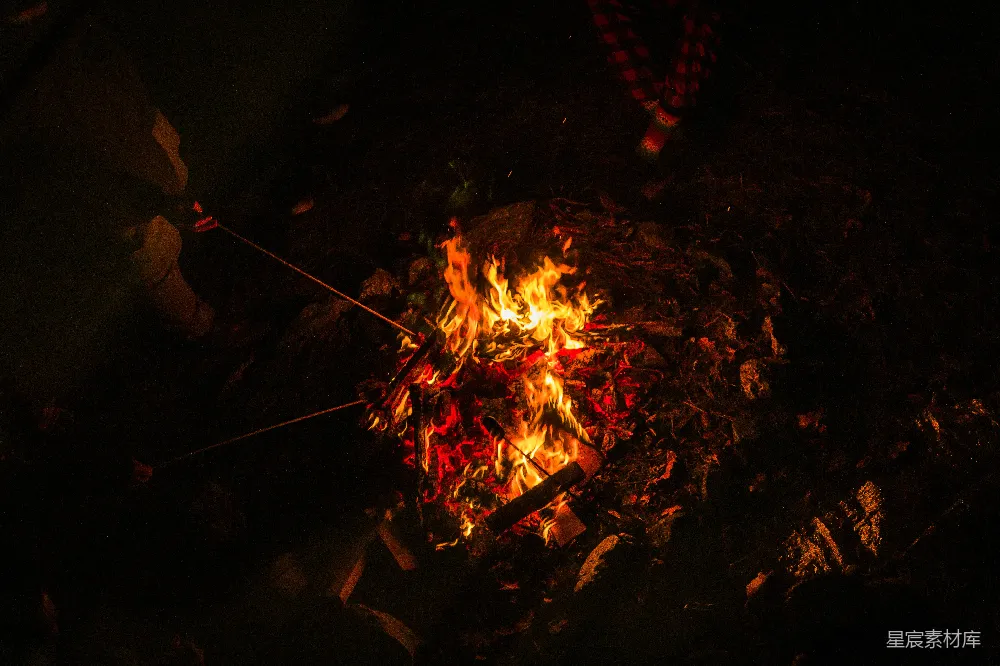 高清摄影 篝火 夜晚 户外 温暖 休闲 篝火晚会