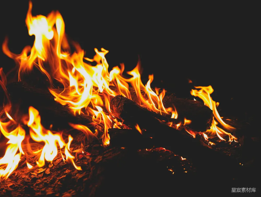 高清摄影 篝火 火焰 温暖 户外 自然 熊熊燃烧的篝火