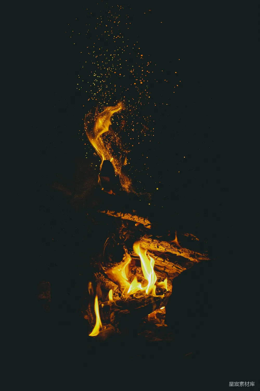 高清摄影 篝火 夜晚 温暖 自然 户外 夜幕下的篝火