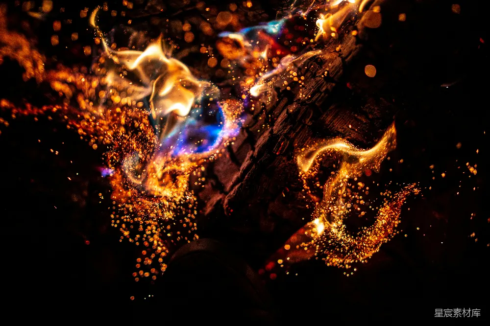 高清摄影 火焰 烟雾 夜景 艺术 抽象 燃烧的火焰与烟雾