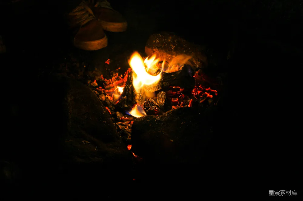 高清摄影 篝火 夜晚 自然 户外 温暖 篝火旁的夜晚
