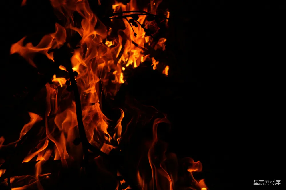 高清摄影 火焰 夜晚 温暖 自然 户外 夜幕下的篝火