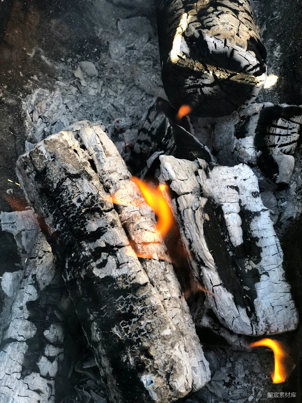 高清摄影 木炭 火焰 户外 自然 温暖 熊熊燃烧的木炭