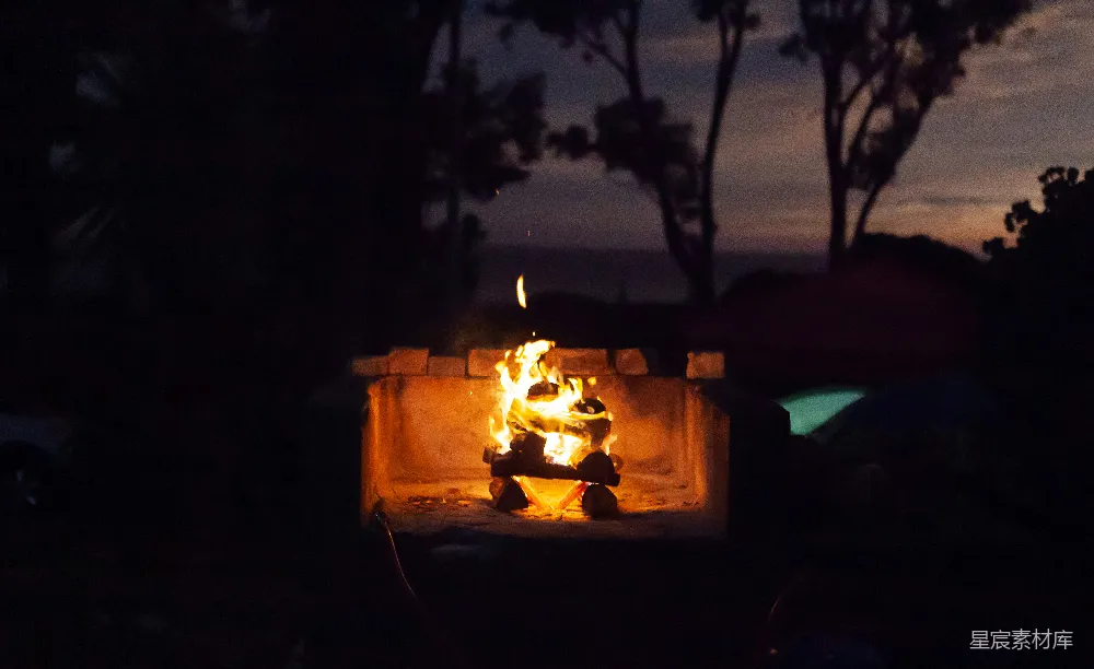 高清摄影 篝火 夜晚 户外 自然 温暖 夜幕下的篝火