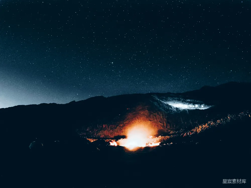 高清摄影 火山 夜景 星空 自然 探险 夜空下的火山口