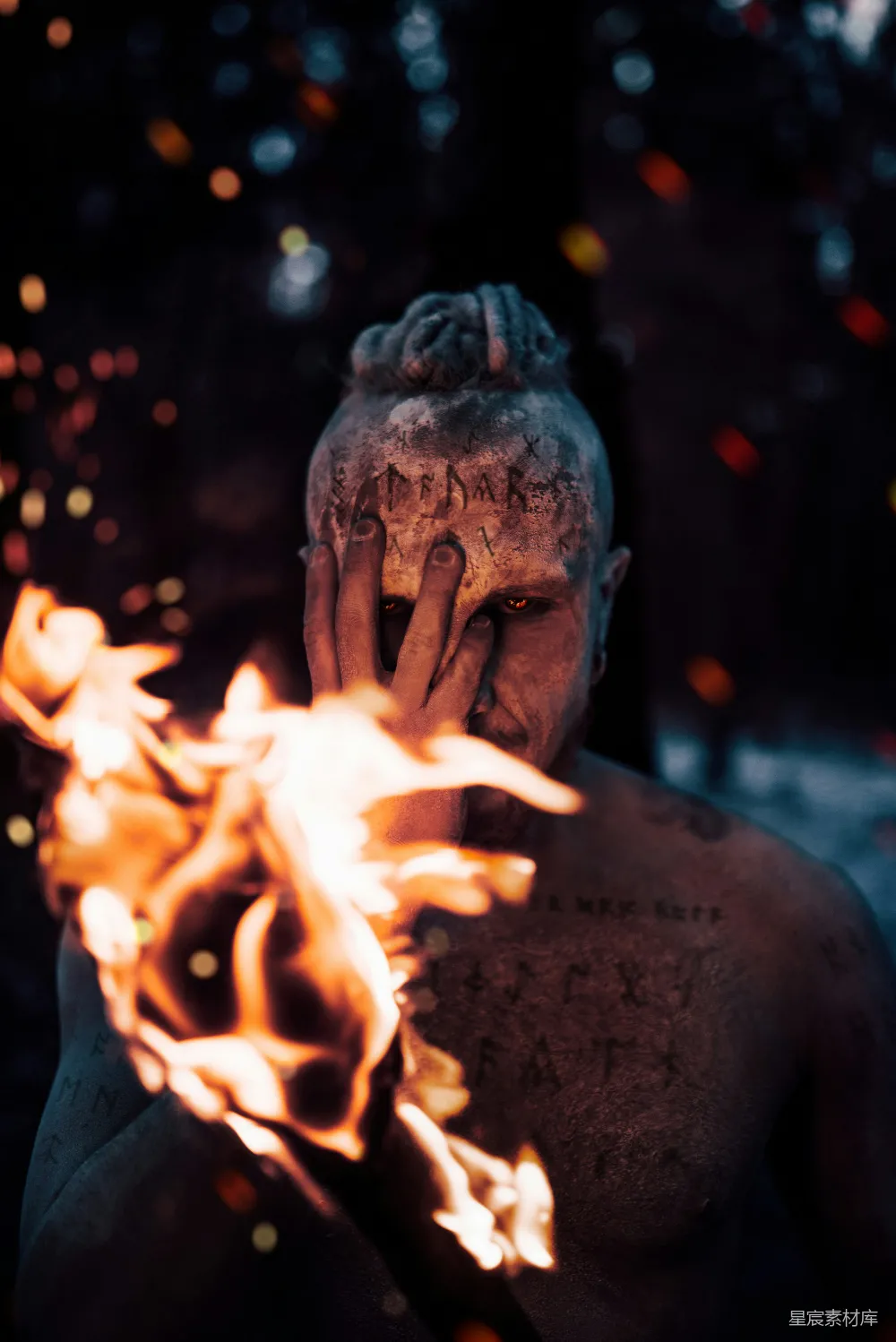 高清摄影 维京战士 火焰 神秘 黑暗 力量 火焰中的维京战士