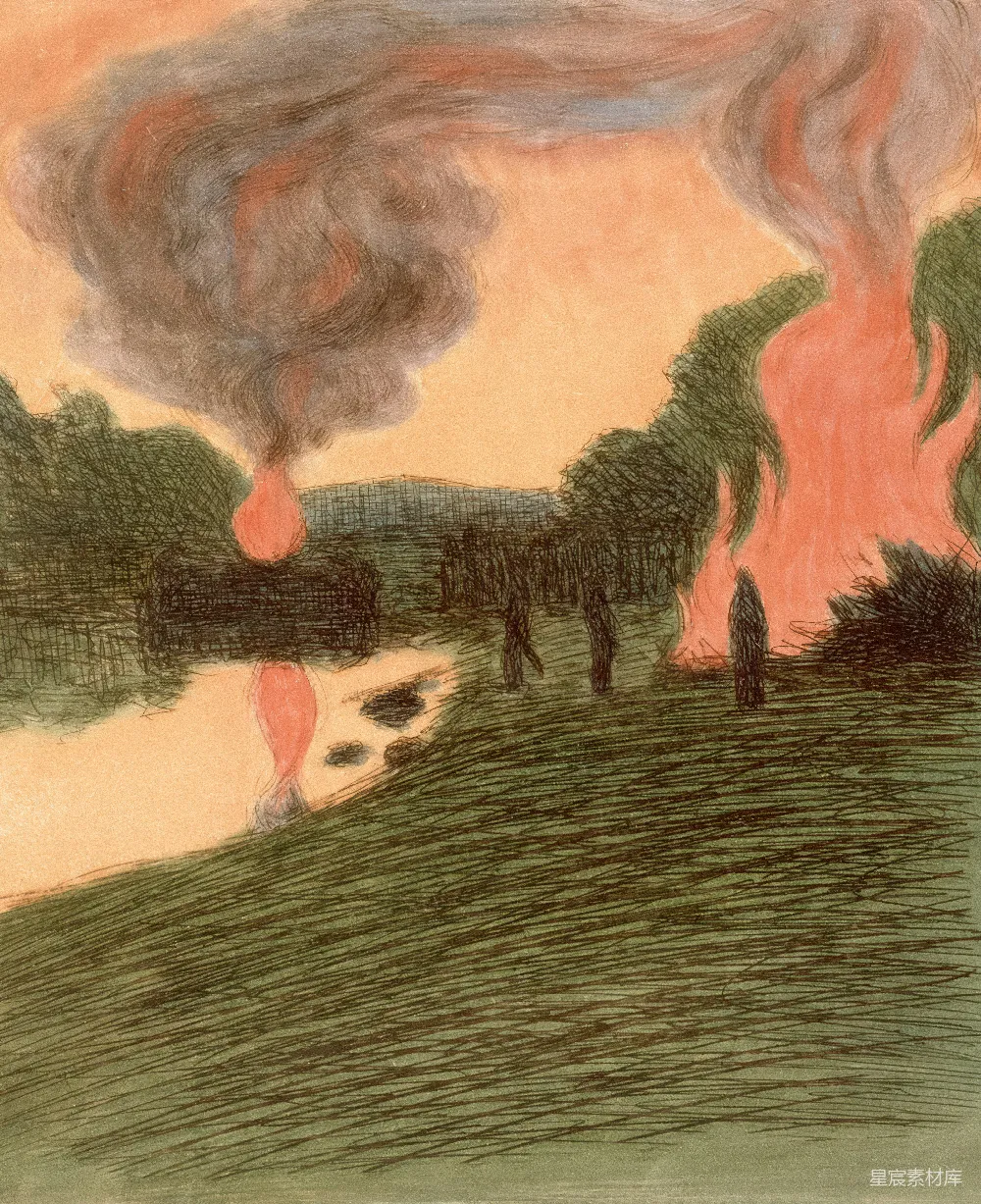 高清摄影 田野 火灾 灾难 艺术描绘 自然景观 燃烧的田野
