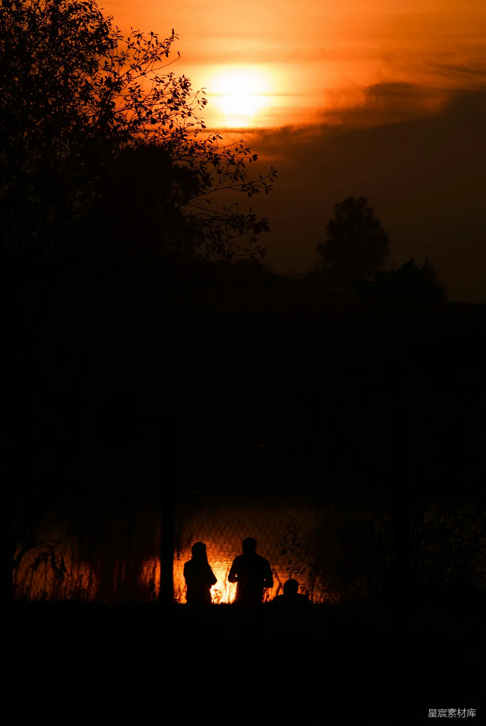 高清摄影 夕阳 河边 散步 剪影 宁静 夕阳下的河边散步