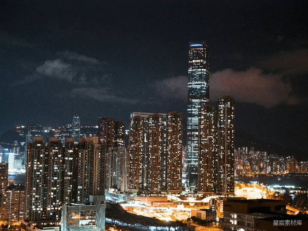 高清摄影 城市夜景 现代建筑 都市风光 高楼大厦 夜间摄影 夜幕下的香港天际线