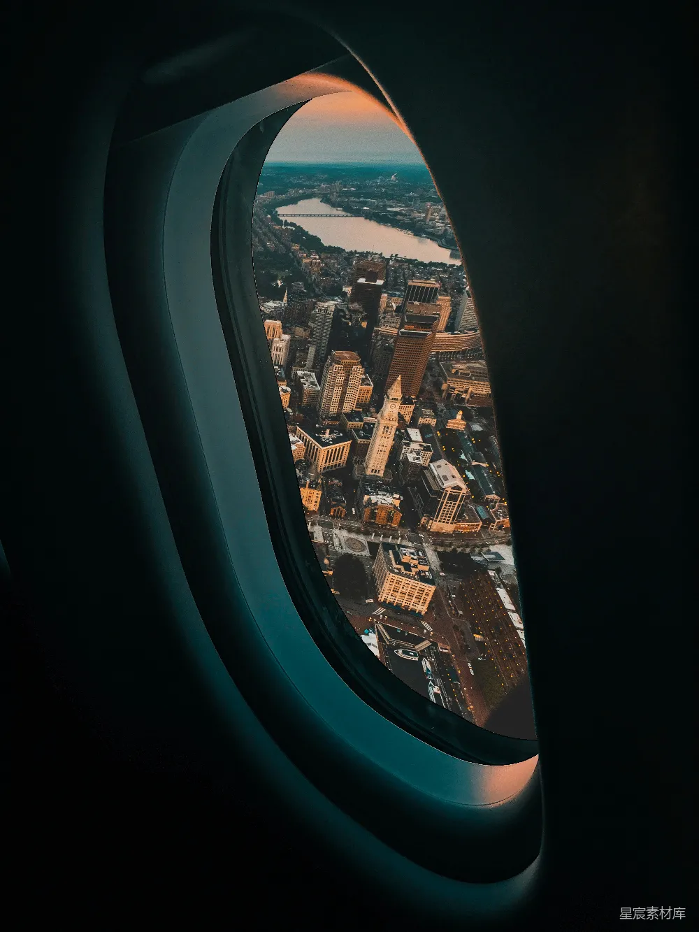高清摄影 航拍 城市 飞机 旅行 日落 飞机窗外的城市风景