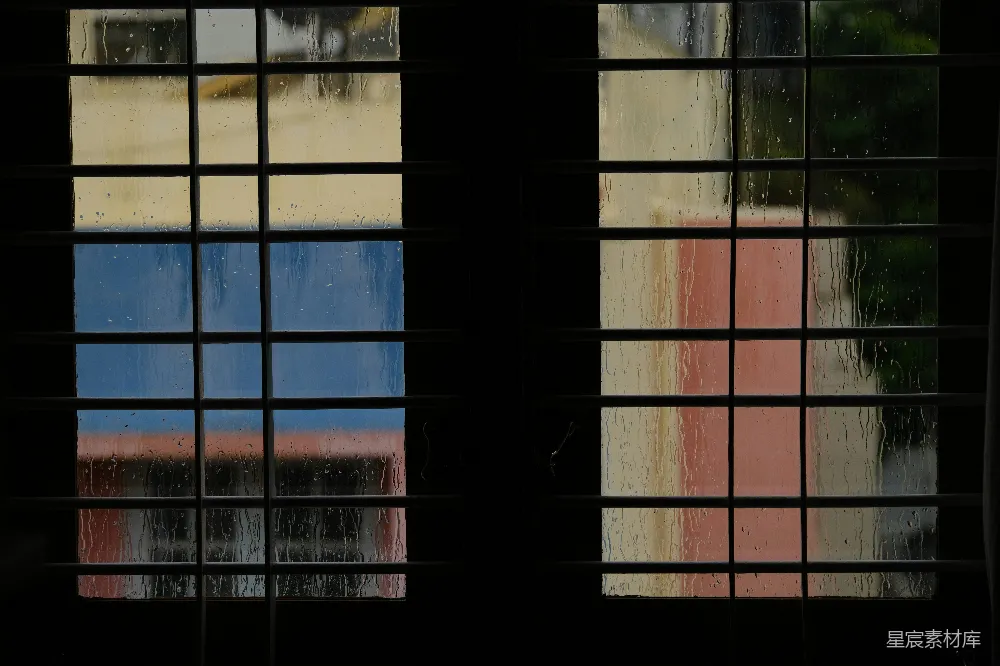 高清摄影 窗户 雨滴 倒影 城市 怀旧 雨后窗户的倒影