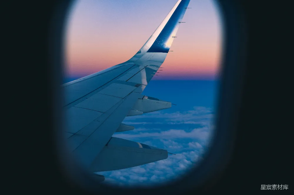 高清摄影 飞机 夕阳 翅膀 旅行 天空 飞机窗外的夕阳与翅膀
