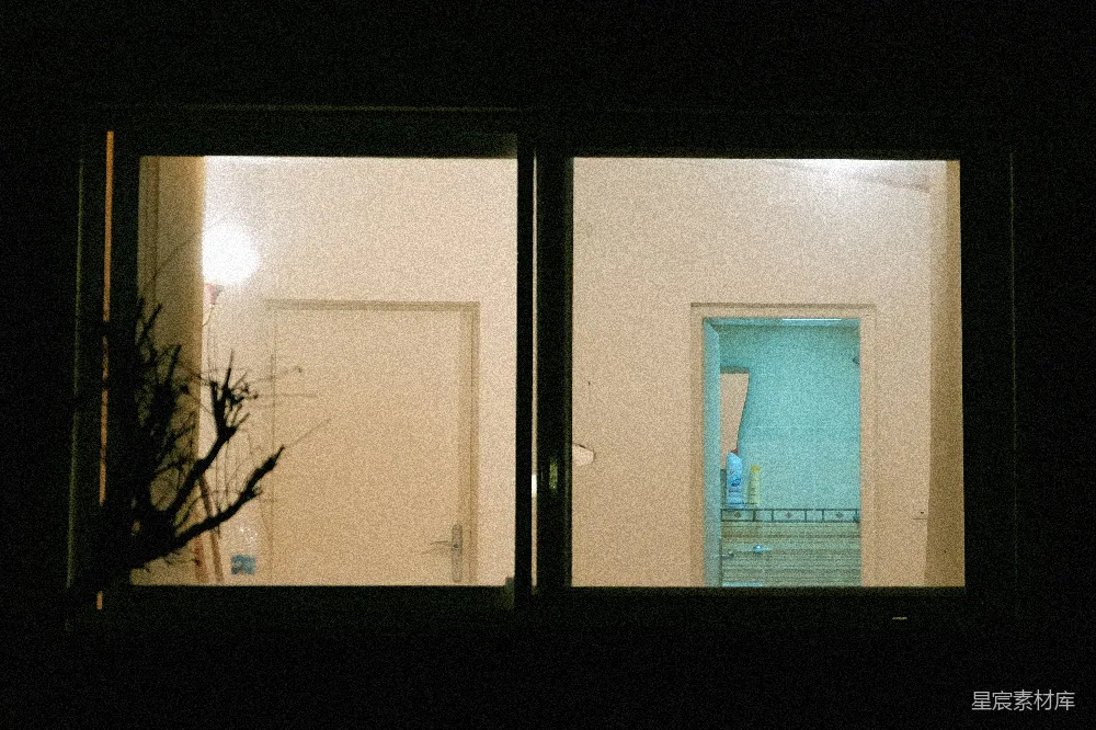 高清摄影 夜晚 家 窗户 静谧 温暖 窗内夜景：家的温暖
