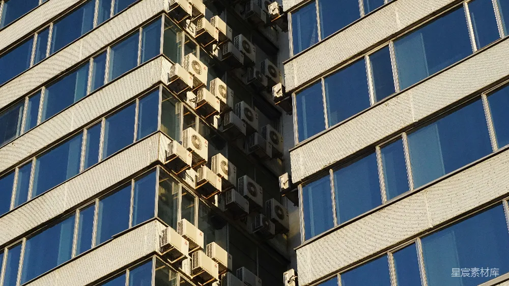 高清摄影 建筑 城市 空调 现代 都市 高楼空调外机的剪影