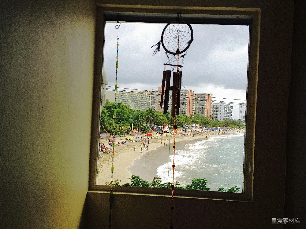 高清摄影 海滩 窗户 城市 梦幻 自然 窗外的海滩景色