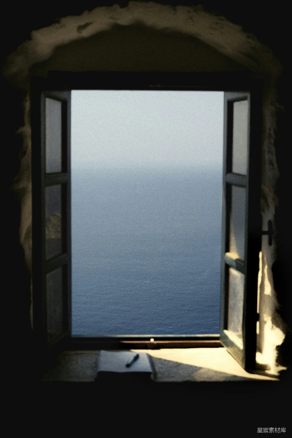 高清摄影 窗户 海景 宁静 自然 海边 窗前的宁静
