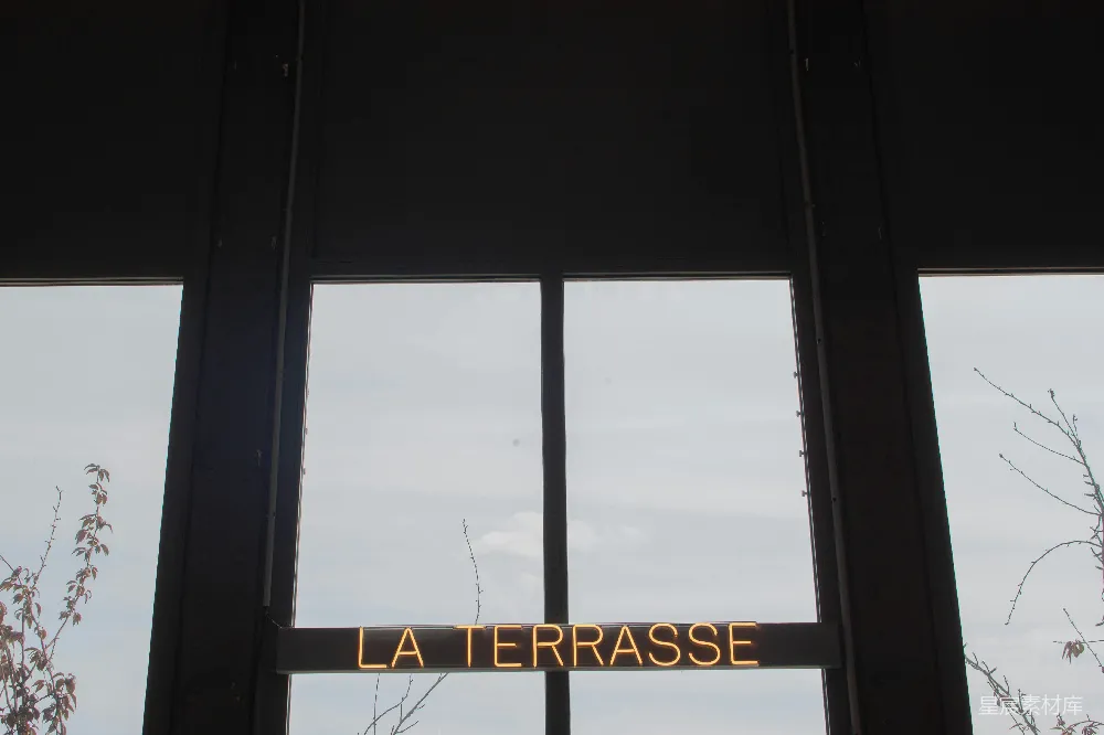 高清摄影 建筑元素 城市景观 设计艺术 夜间场景 La Terrasse的霓虹灯招牌