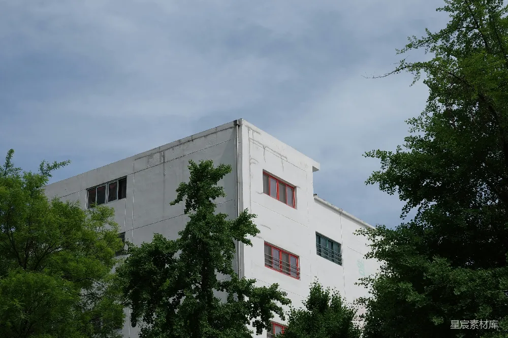 高清摄影 建筑 绿树 城市 自然 宁静 绿树环绕的白色建筑