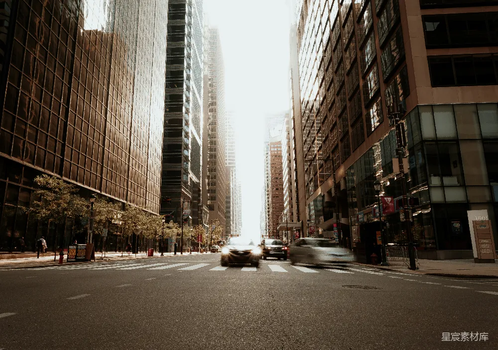 高清摄影 城市 建筑 清晨 交通 现代 城市街道的清晨