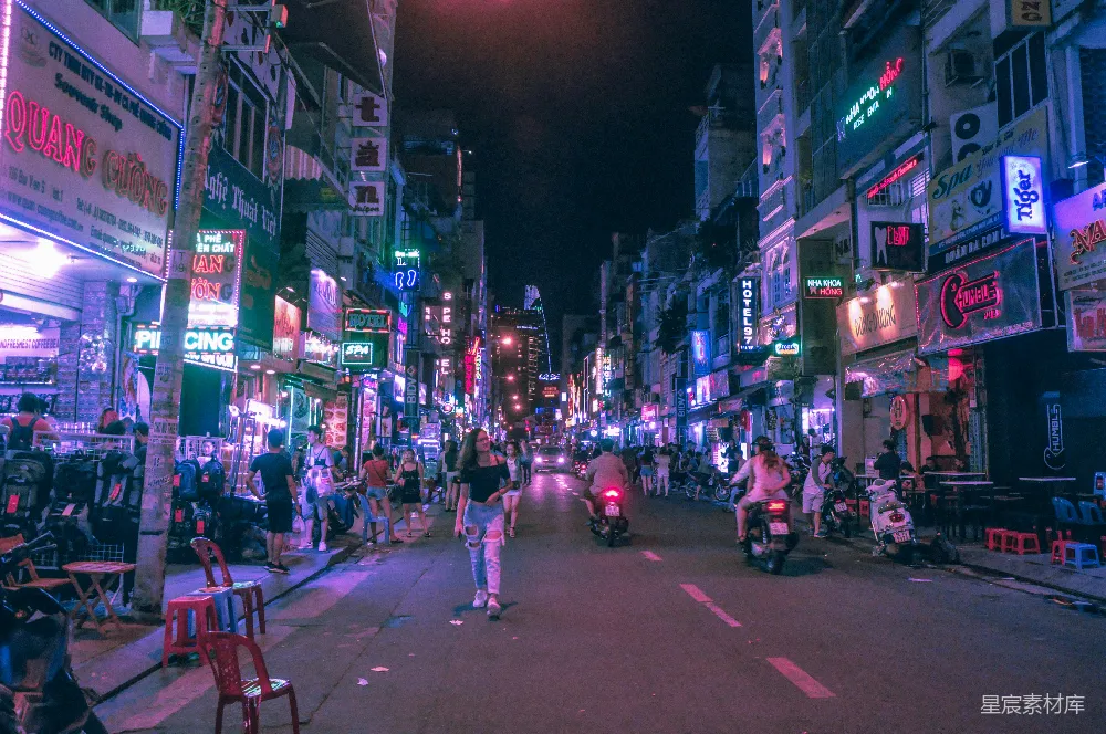 高清摄影 城市夜景 霓虹灯 都市生活 夜间街道 繁忙 霓虹灯下的城市夜景