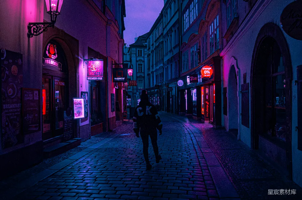 高清摄影 夜晚 街头 霓虹灯 城市 孤独 夜晚霓虹下的街头漫步