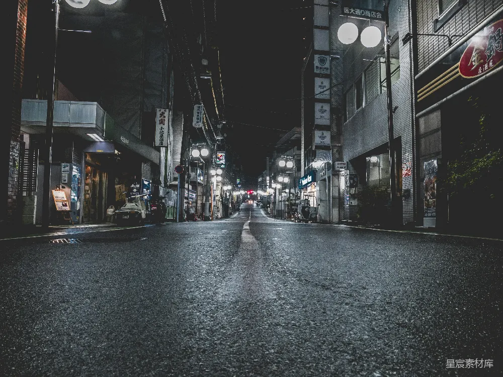 高清摄影 夜景 城市 街道 宁静 灯光 夜幕下的城市街道