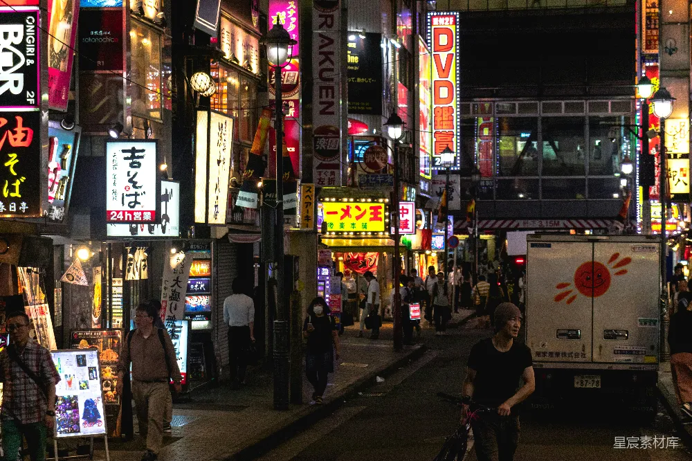 高清摄影 夜市 霓虹灯 城市生活 都市夜景 商业街道 霓虹灯下的夜市街景