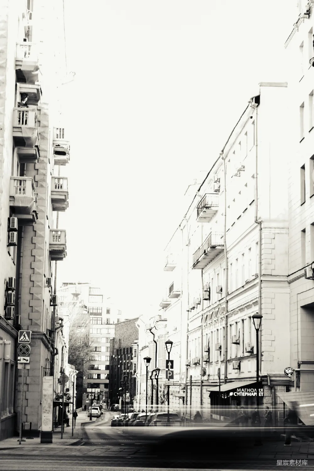 高清摄影 黑白 城市 街道 建筑 复古 黑白老城街景