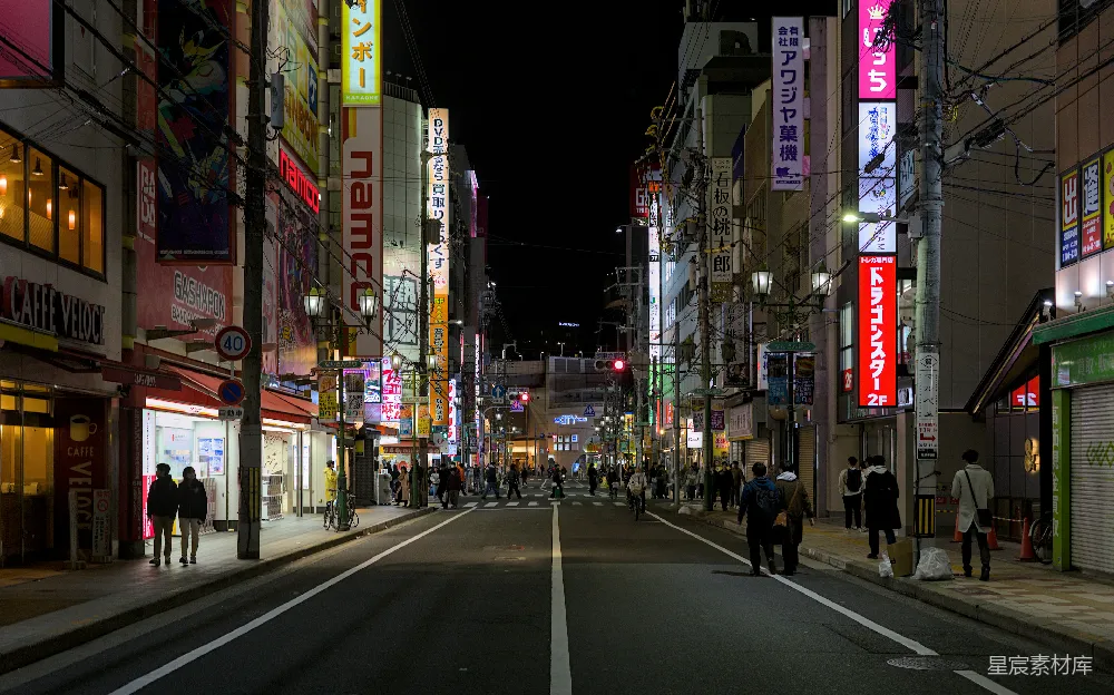 高清摄影 夜晚 城市 街道 商业 日本 夜晚繁华的日本街景