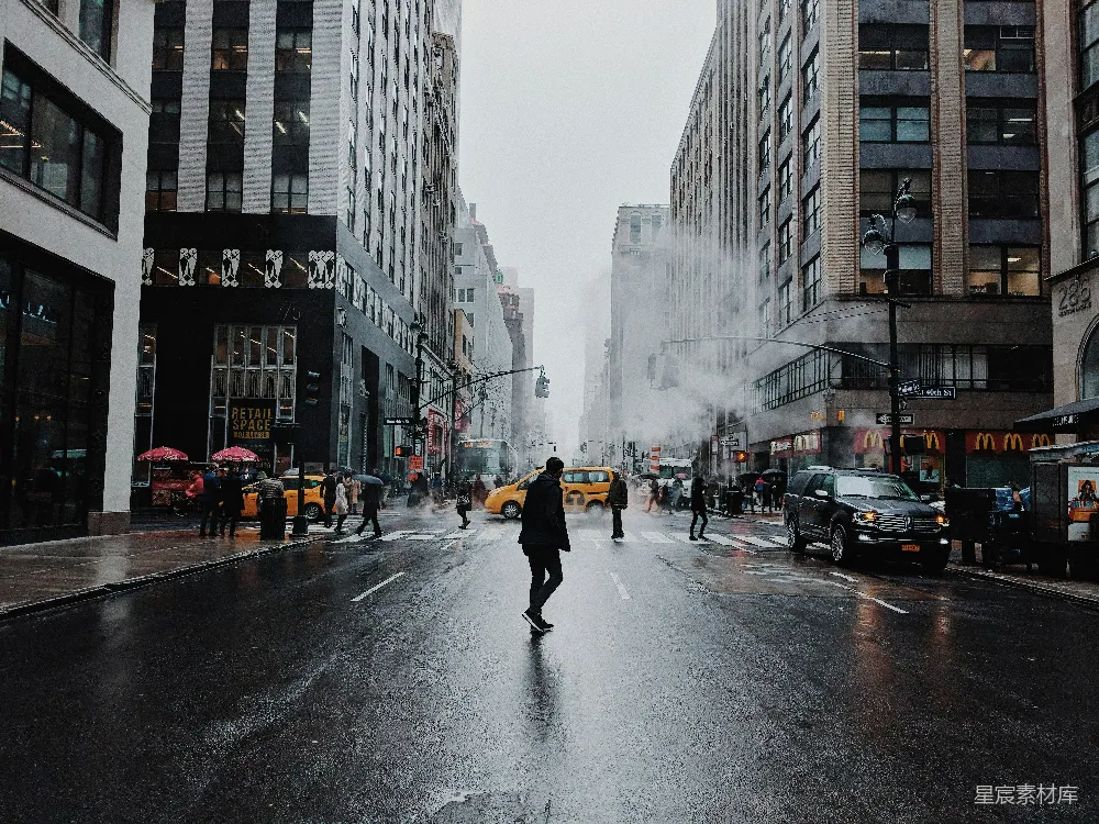 高清摄影 城市 雾气 街道 雨天 建筑 雾中纽约街景
