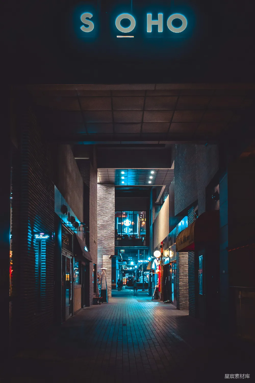 高清摄影 夜景 城市 灯光 商业街 都市 夜晚的SOHO街区
