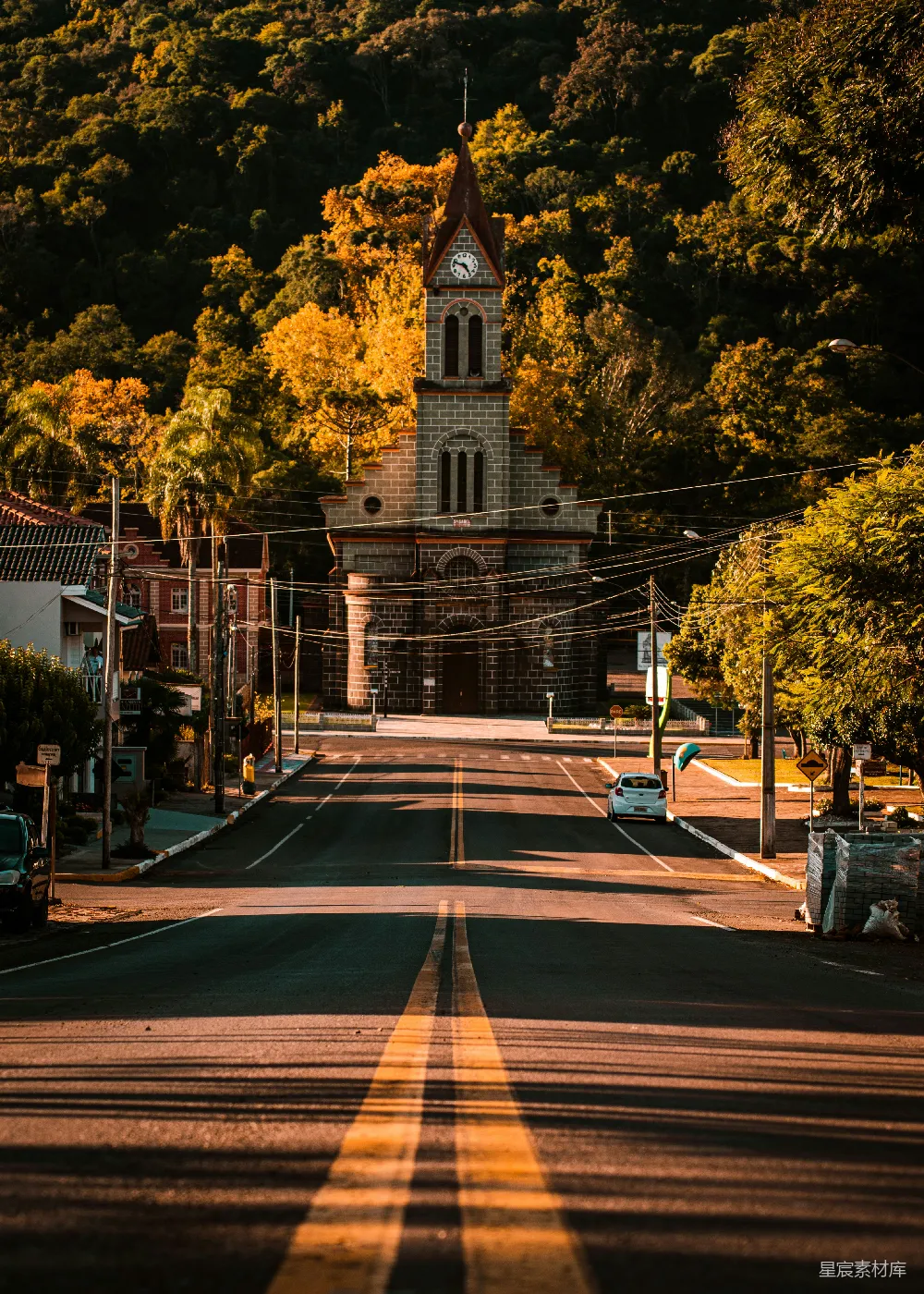 高清摄影 小镇 教堂 黄昏 风景 宁静 小镇教堂黄昏景色
