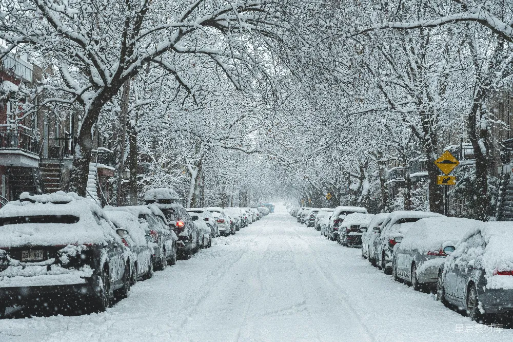 高清摄影 雪景 城市 冬季 宁静 自然 雪后静谧的街道
