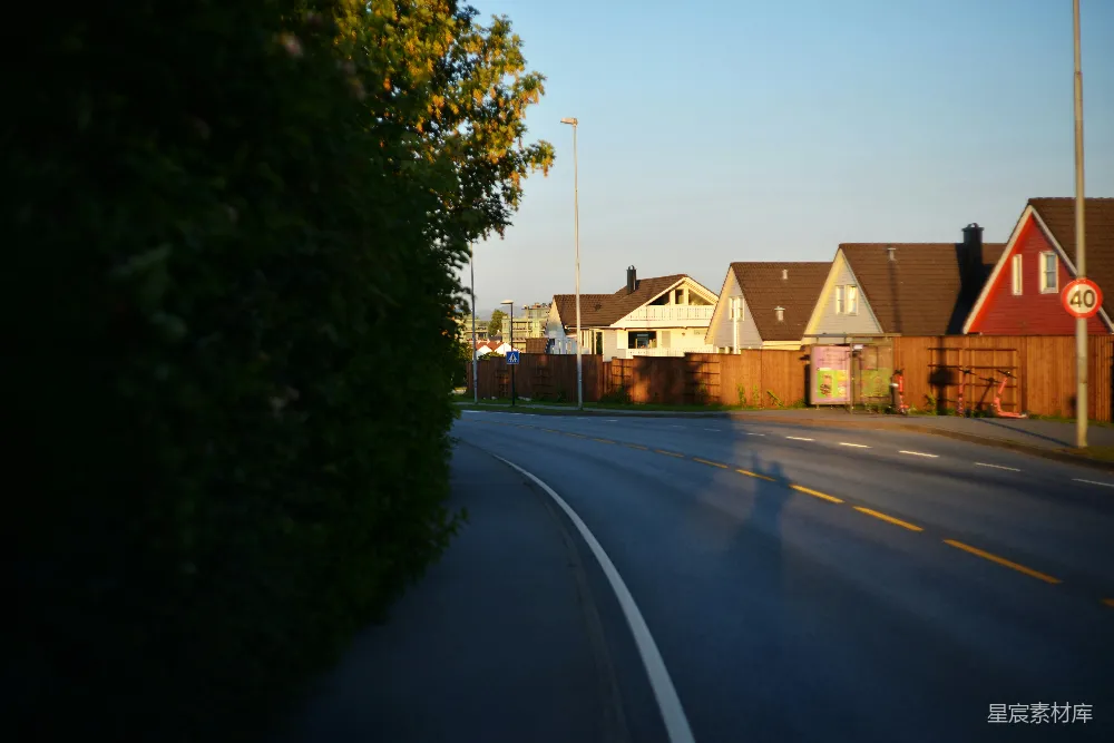 高清摄影 街道 住宅区 宁静 日落 住宅 宁静的住宅区街道