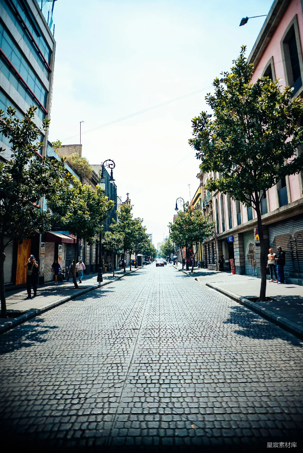 高清摄影 墨西哥城 石板路 城市景观 建筑 街道 墨西哥城的石板路