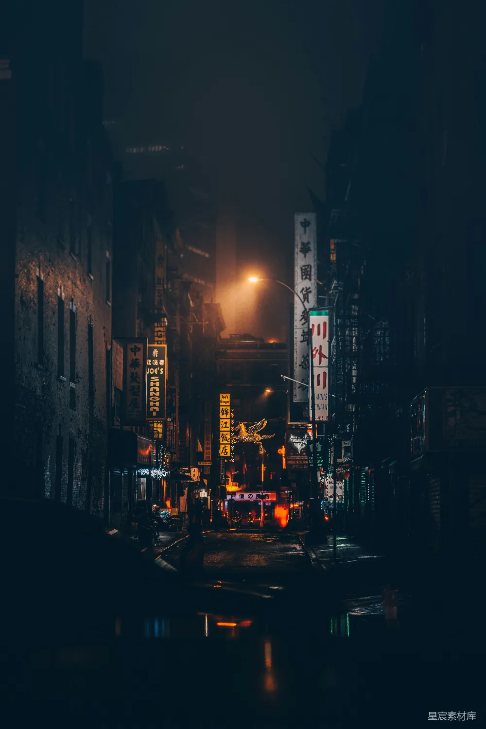 高清摄影 城市 夜晚 霓虹灯 雾气 街景 迷雾中的霓虹城市