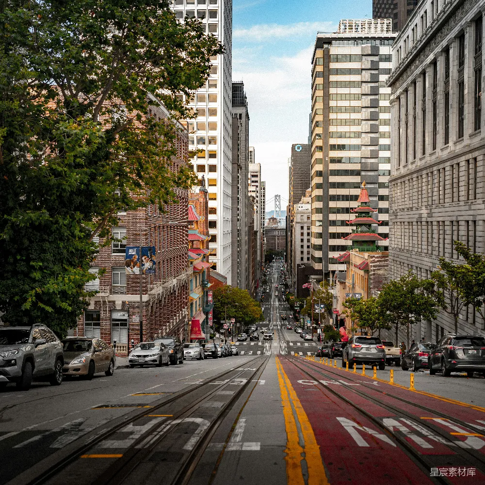 高清摄影 城市 街景 建筑 早晨 现代 城市街道的早晨