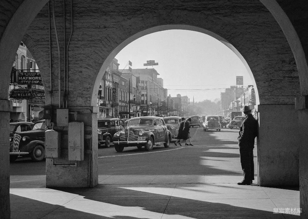 高清摄影 历史 城市 复古 街道 黑白 1940年代的街道景象