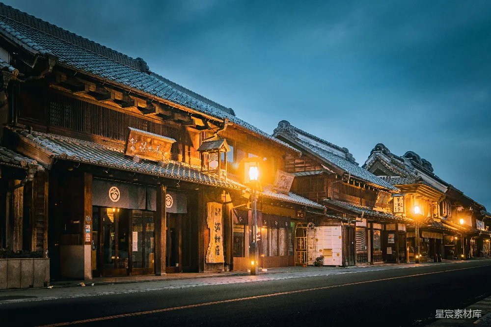 高清摄影 日本 古建筑 夜景 传统 城市 日本古街夜景