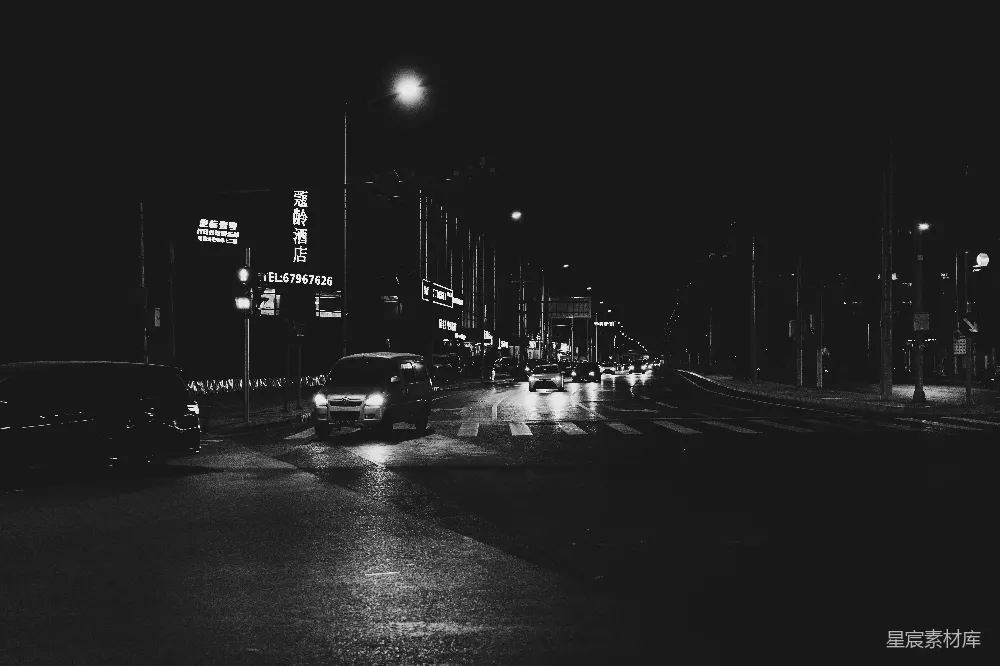高清摄影 城市 夜景 街景 黑白 都市 夜幕下的城市街景