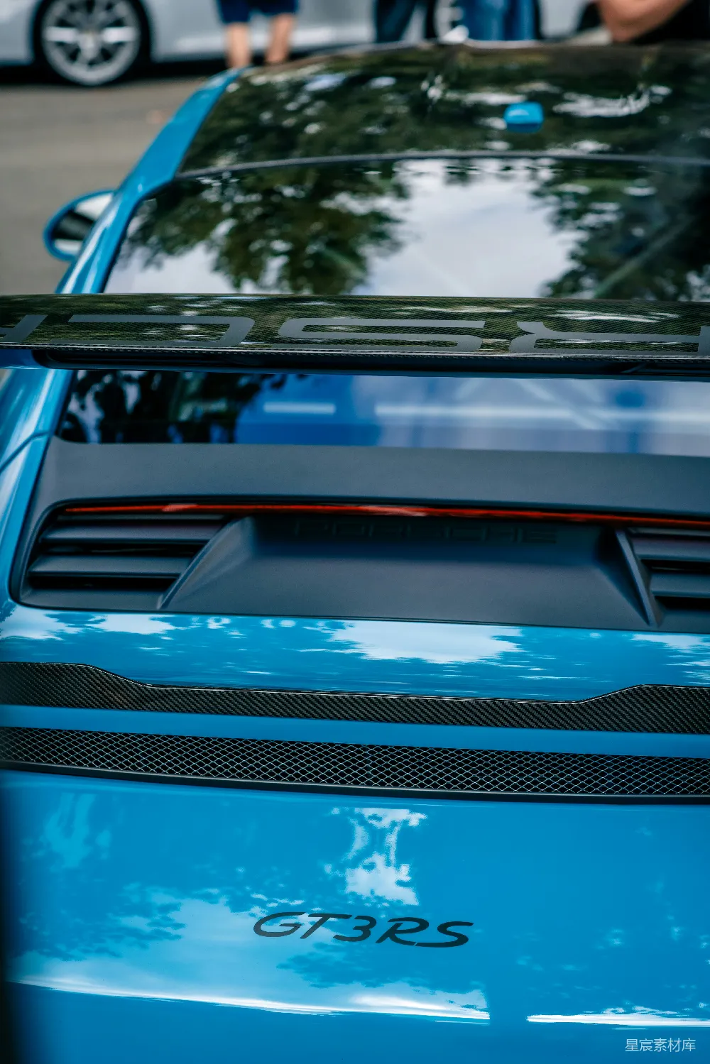 高清摄影 保时捷 GT3RS 跑车 高端 车尾 保时捷GT3RS尾部特写