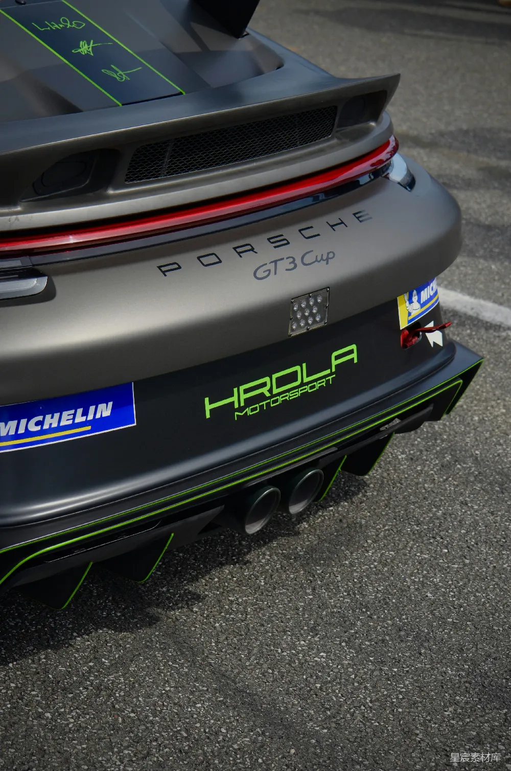 高清摄影 保时捷 赛车 GT3 Cup 尾部特写 高性能 保时捷GT3 Cup赛车尾部特写